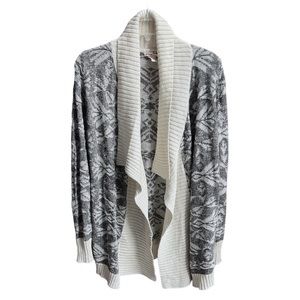 Mudd Southwestern Pattern Open Cardigan White Gray Size Medium